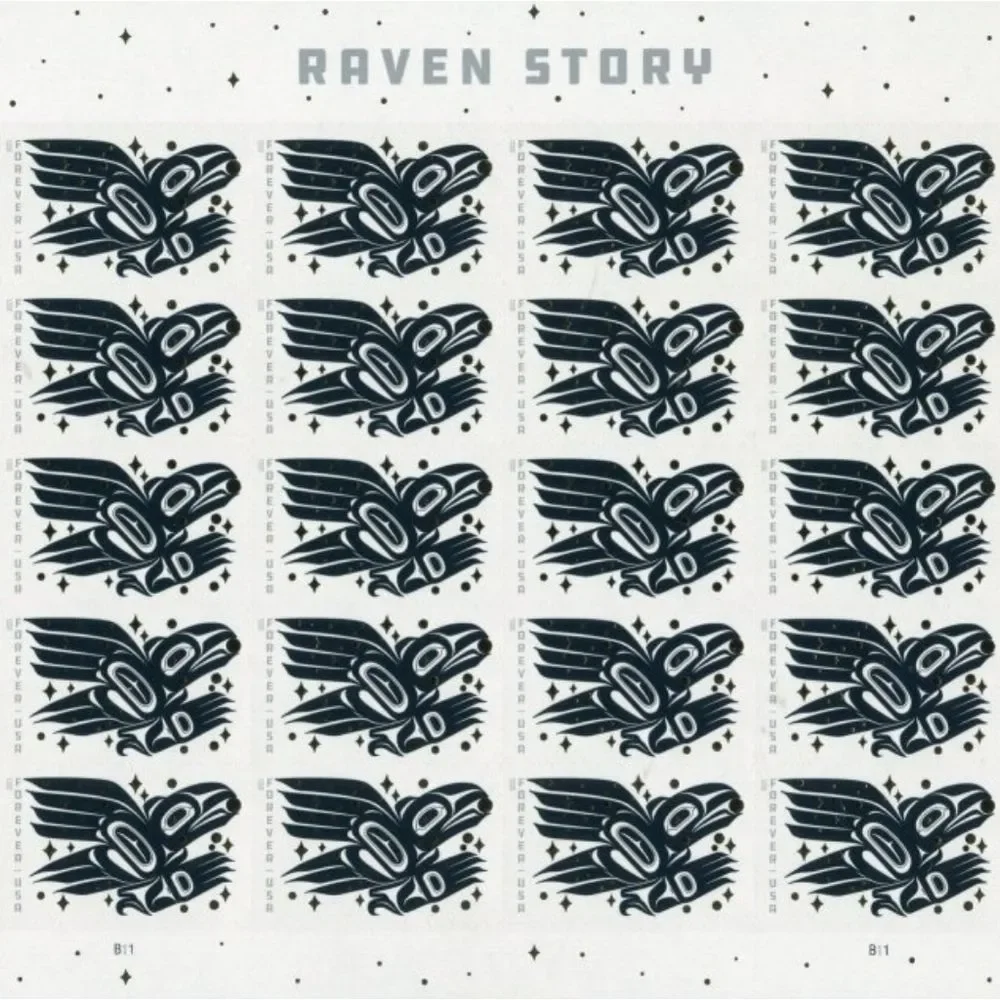 100 Raven Story 2021 Native Forever Postage Stamps USPS Wedding Christmas Cards - Picture 1 of 5